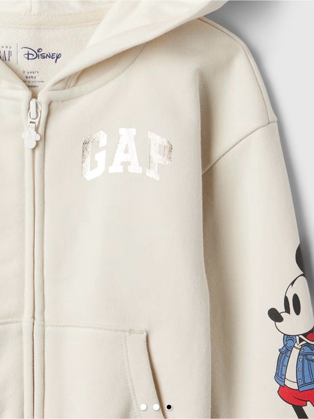 Gap × Disney Baby VintageSoft 3D Mickey & Minnie Ear Zip Hoodie - Picture 3 of 5